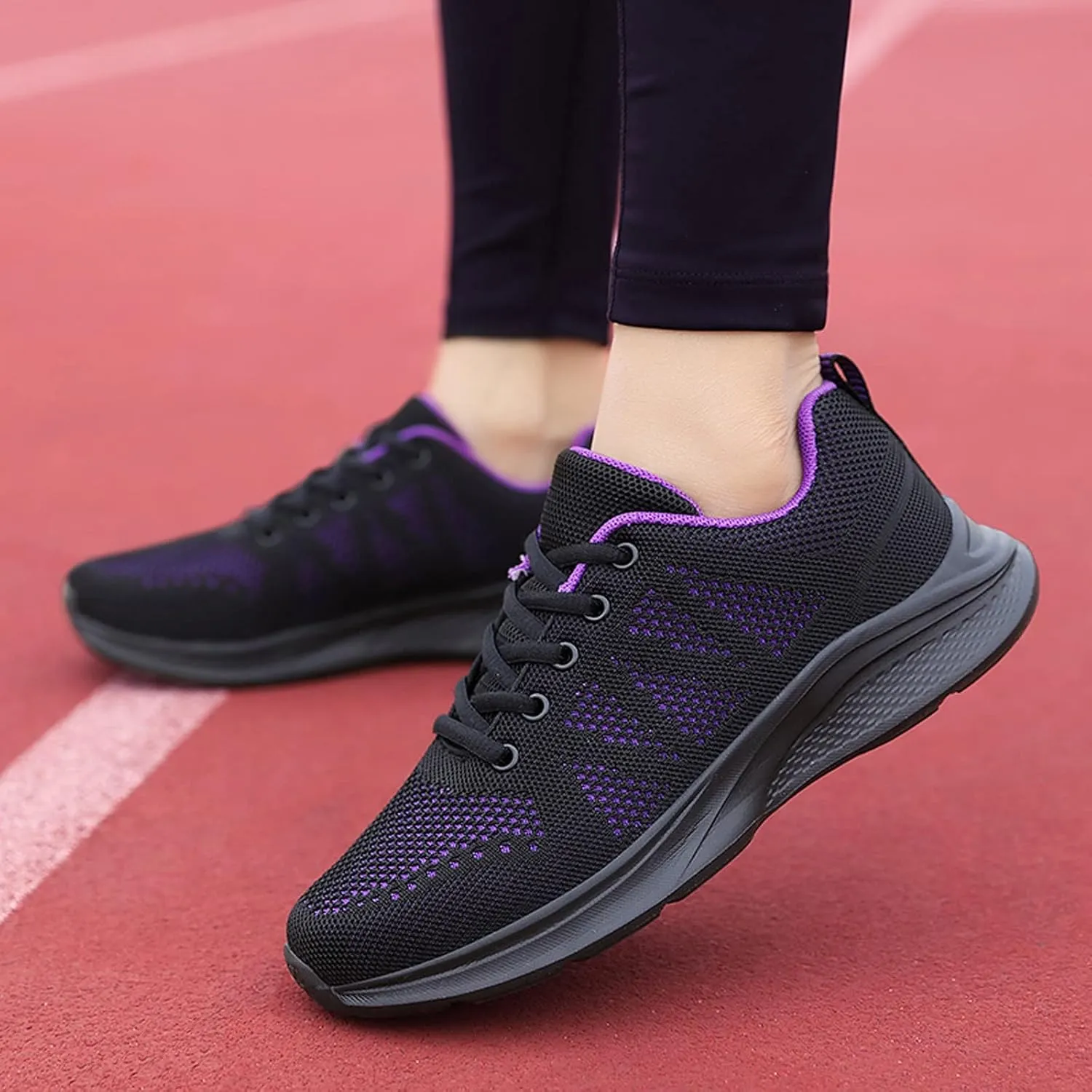 Womens Walking Running Shoes Lightweight Non Slip Tennis Fashion Sneakers Colorblock Platform Lace-Up Breathable Casual Shoes