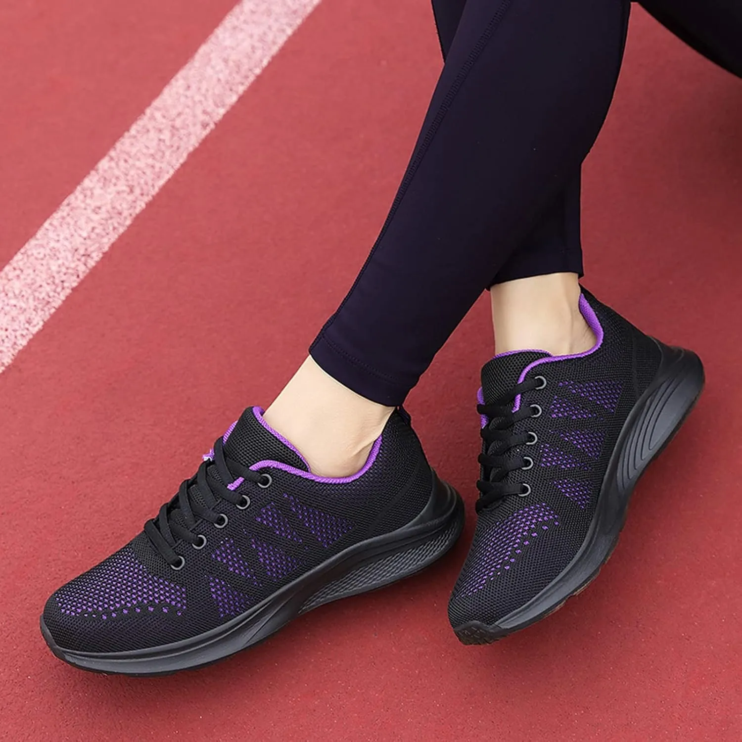 Womens Walking Running Shoes Lightweight Non Slip Tennis Fashion Sneakers Colorblock Platform Lace-Up Breathable Casual Shoes