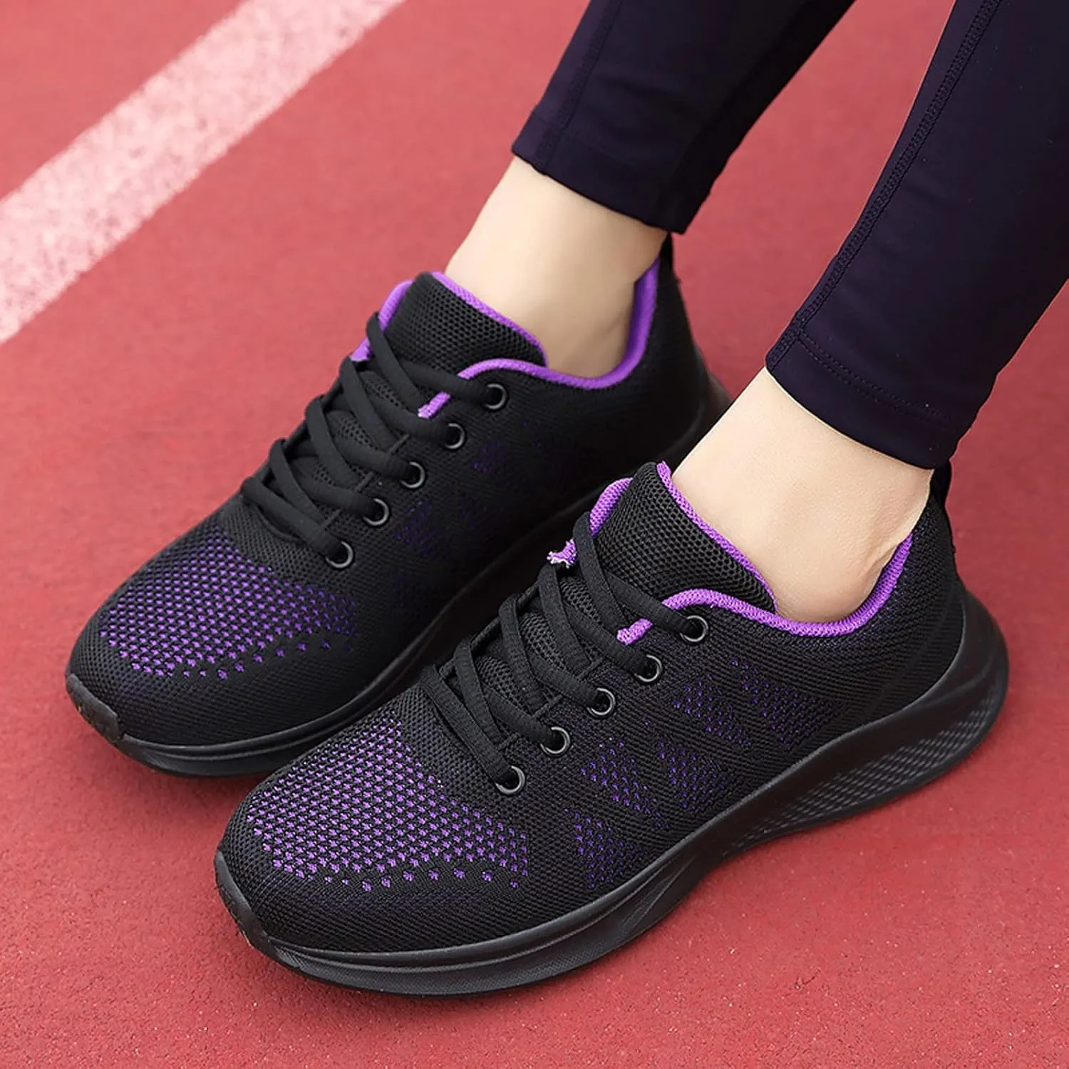 Womens Walking Running Shoes Lightweight Non Slip Tennis Fashion Sneakers Colorblock Platform Lace-Up Breathable Casual Shoes