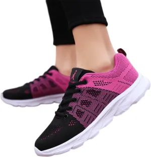 Womens Walking Running Shoes Lightweight Non Slip Tennis Fashion Sneakers Colorblock Platform Lace-Up Breathable Casual Shoes