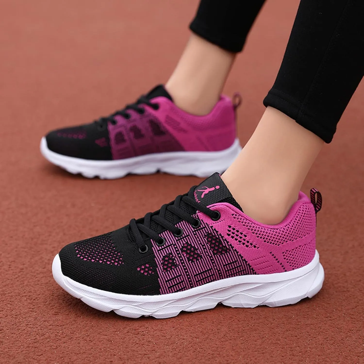 Womens Walking Running Shoes Lightweight Non Slip Tennis Fashion Sneakers Colorblock Platform Lace-Up Breathable Casual Shoes