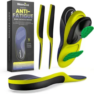 Work Orthotic Insoles for Plantar Fasciitis - (2 Pairs) Welnove Comfort Work Boot Insoles for Standing All Day - Anti Fatigue Medium Arch Support Shoe Inserts for Men Women Flat Feet Pain (Size L)