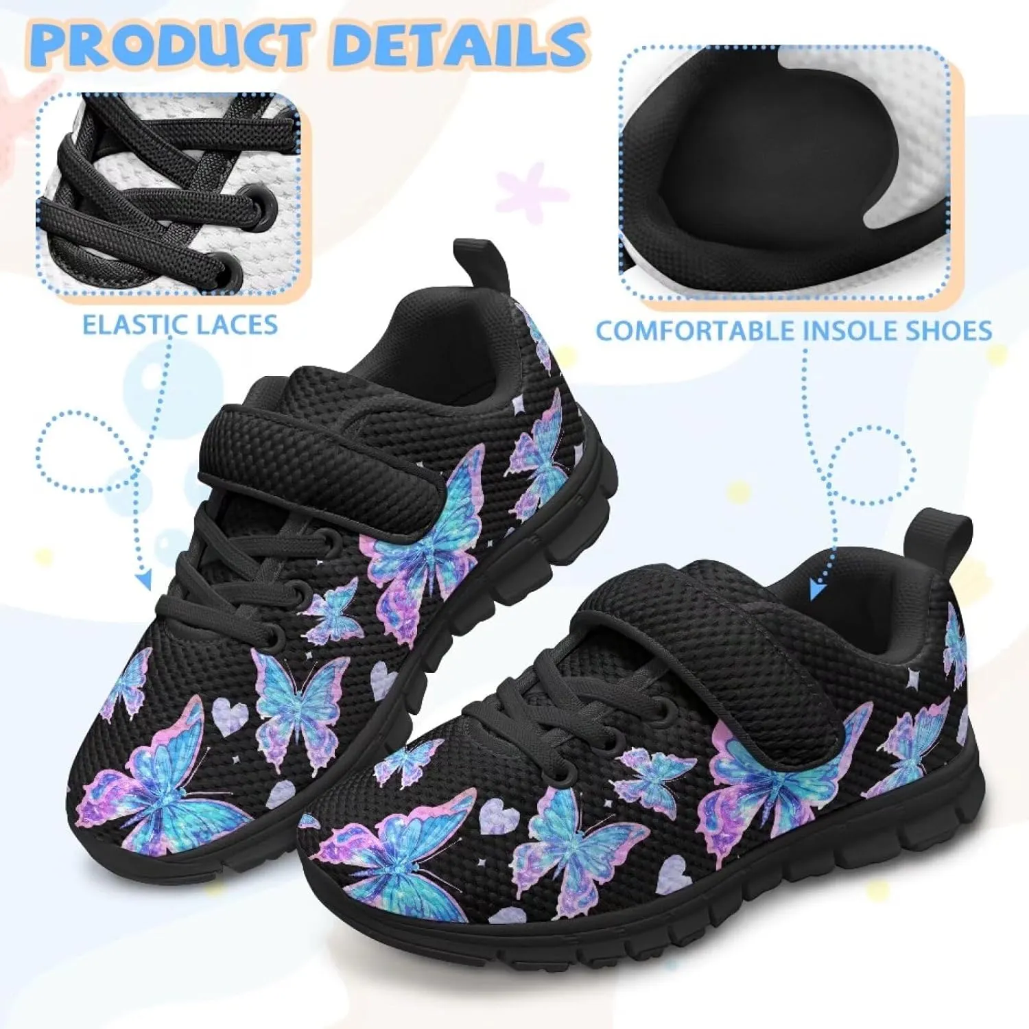 YEXIATODO Kids Sneakers Fashion Comfortable Casual Athletic Tennis Shoe Breathable Lightweight Sports Shoes 11-2.5
