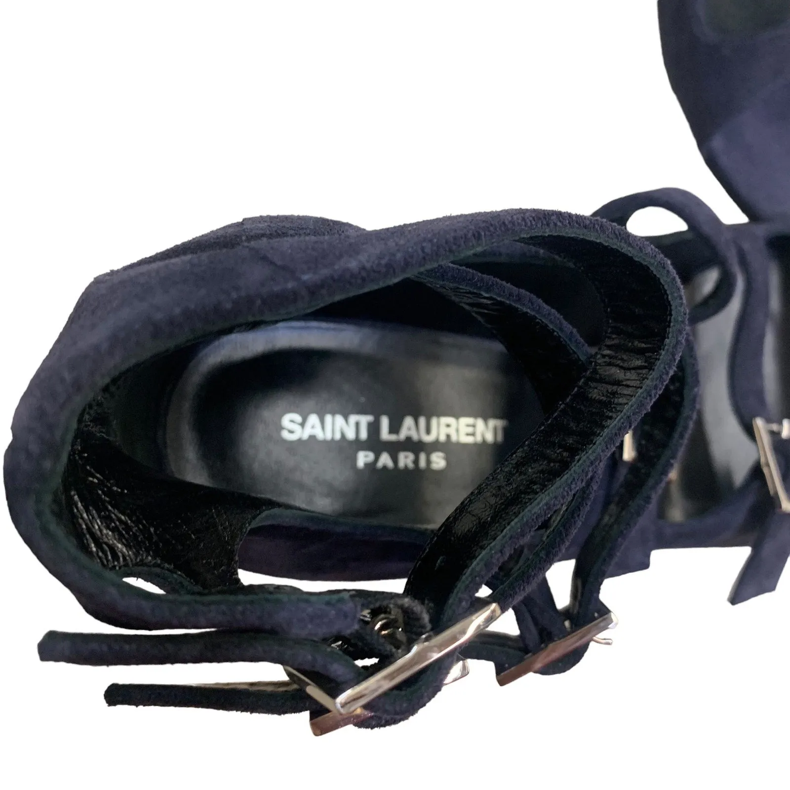 YSL Saint Laurent Babies Suede Gladiator Heeled Sandals SZ 7