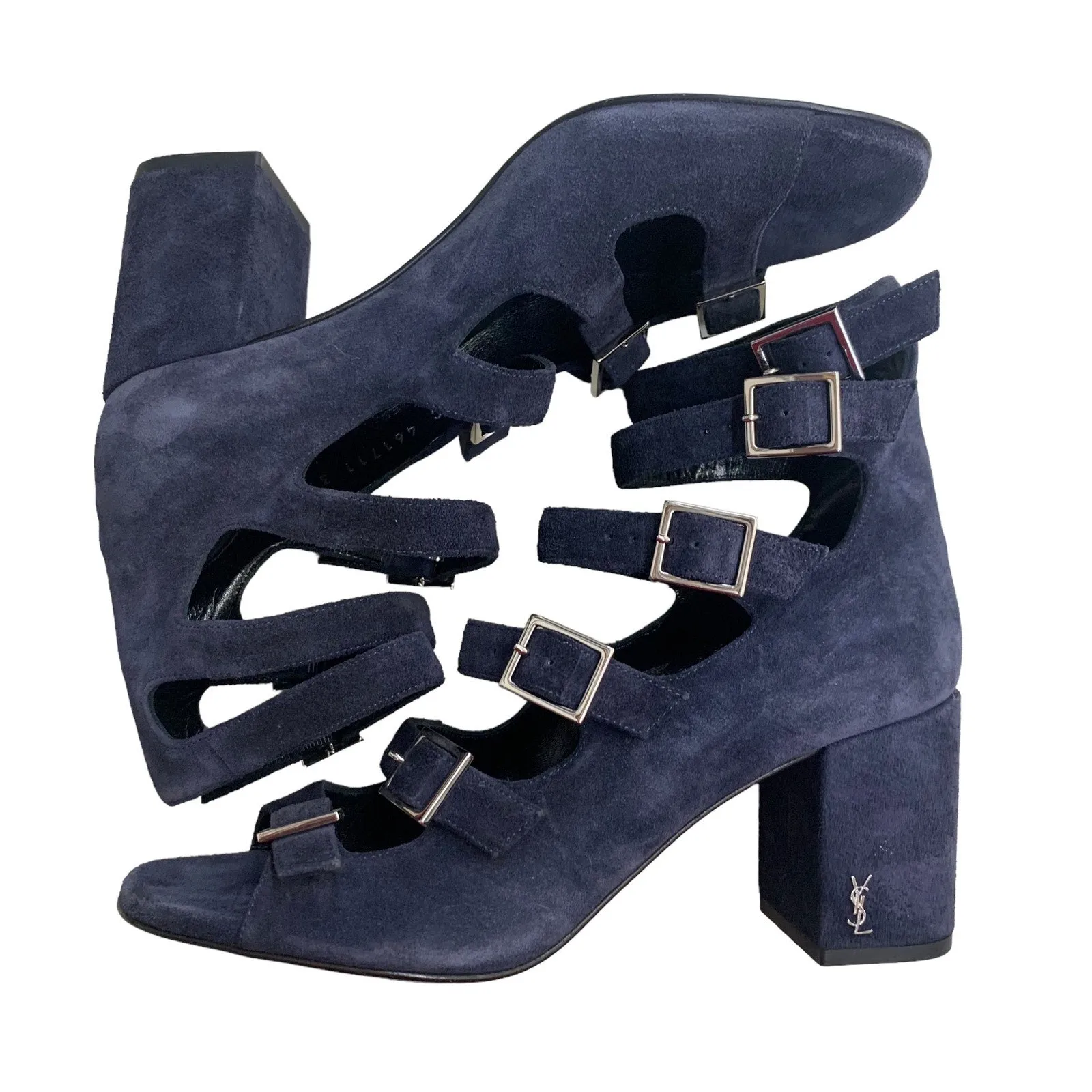 YSL Saint Laurent Babies Suede Gladiator Heeled Sandals SZ 7