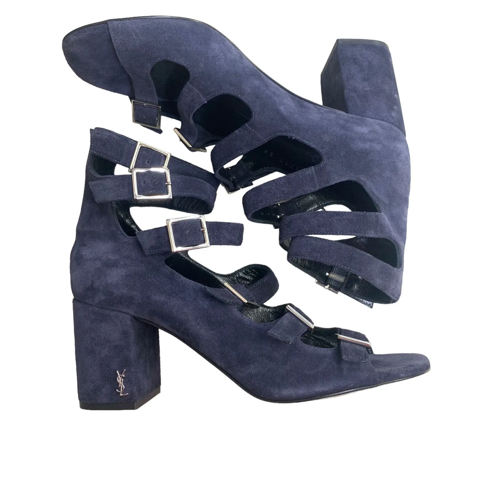 YSL Saint Laurent Babies Suede Gladiator Heeled Sandals SZ 7