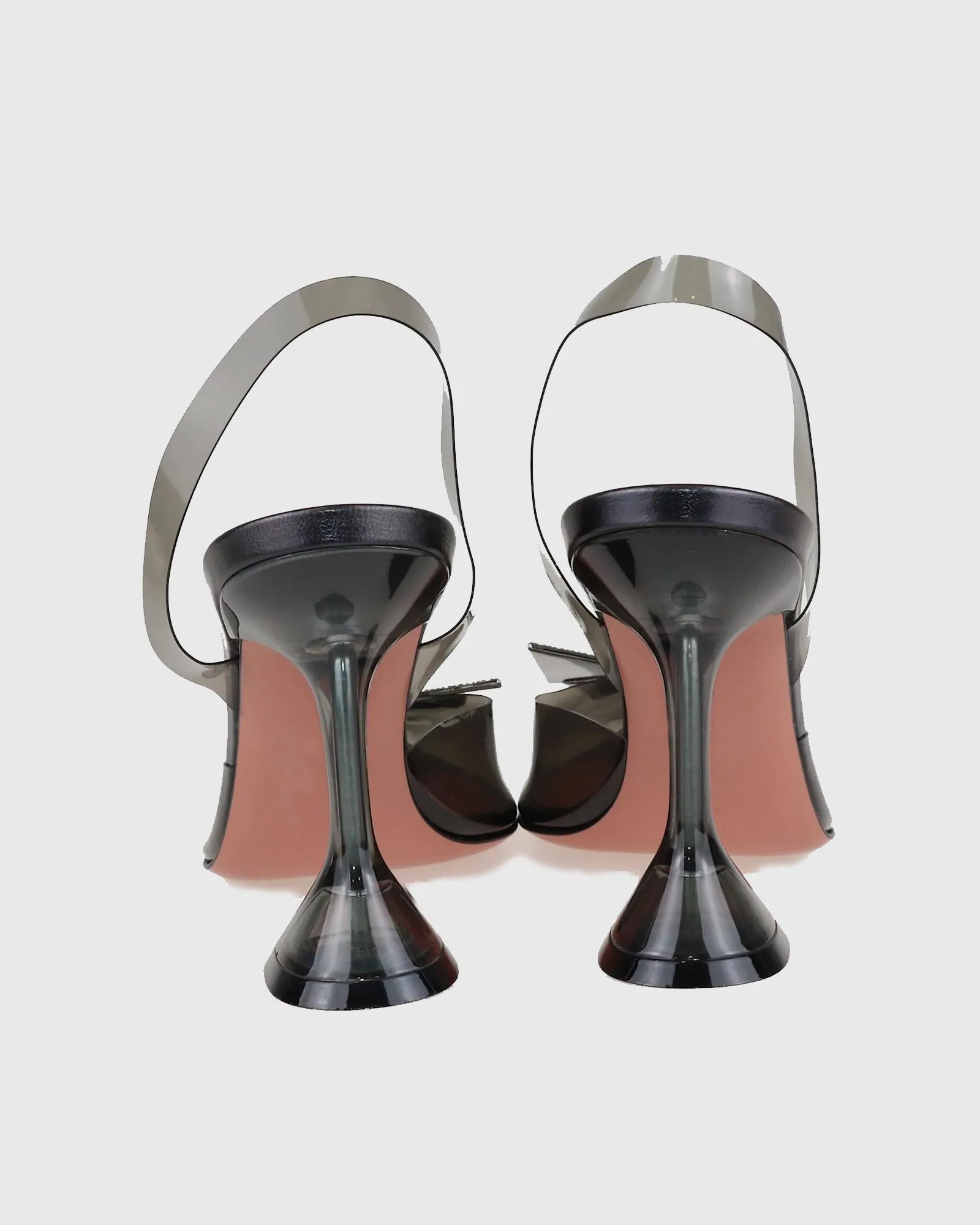 Zareen Crystal Butterfly PVC Slingback Flared Heels In Black