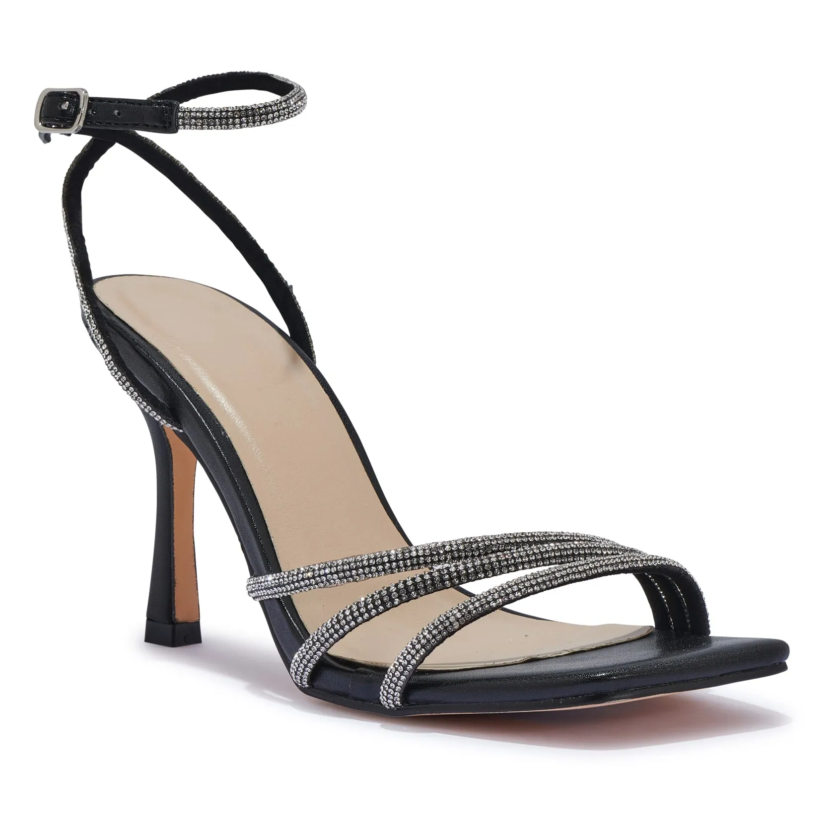 ZAYNAH2 LACE UP STILETTO HEEL WITH FEATHER STRAP SANDAL