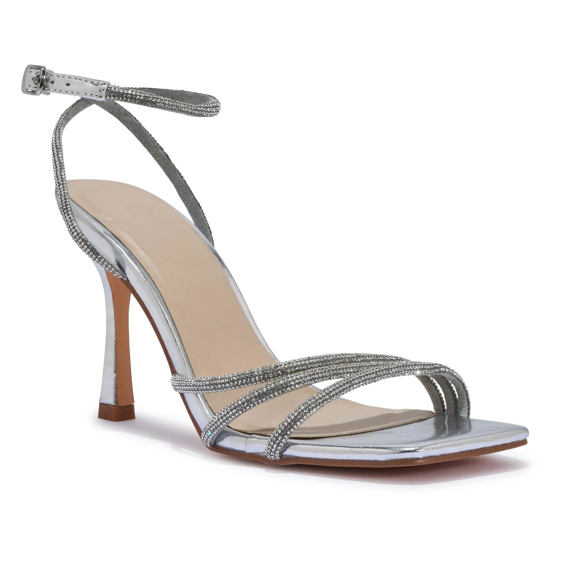 ZAYNAH2 LACE UP STILETTO HEEL WITH FEATHER STRAP SANDAL