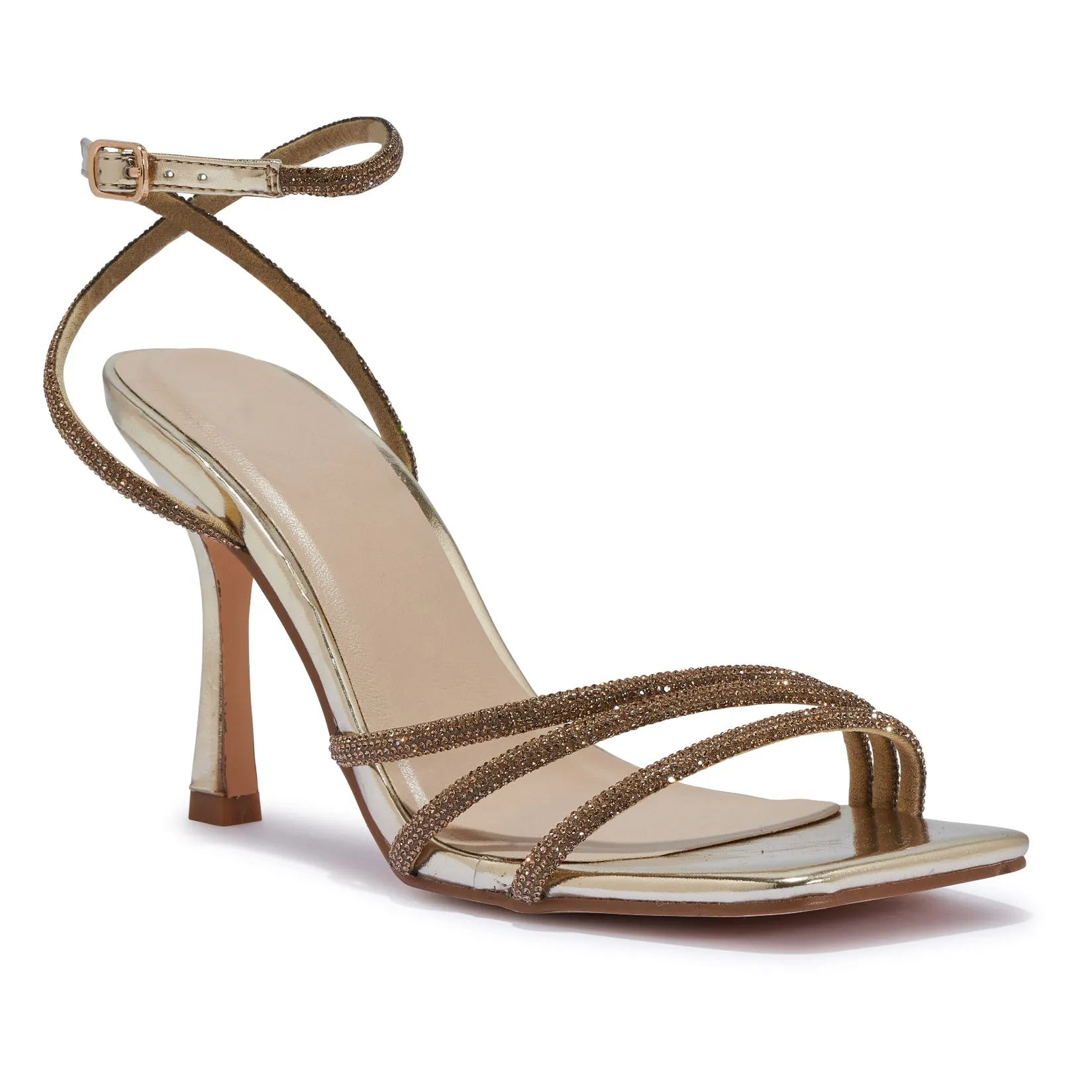 ZAYNAH2 LACE UP STILETTO HEEL WITH FEATHER STRAP SANDAL
