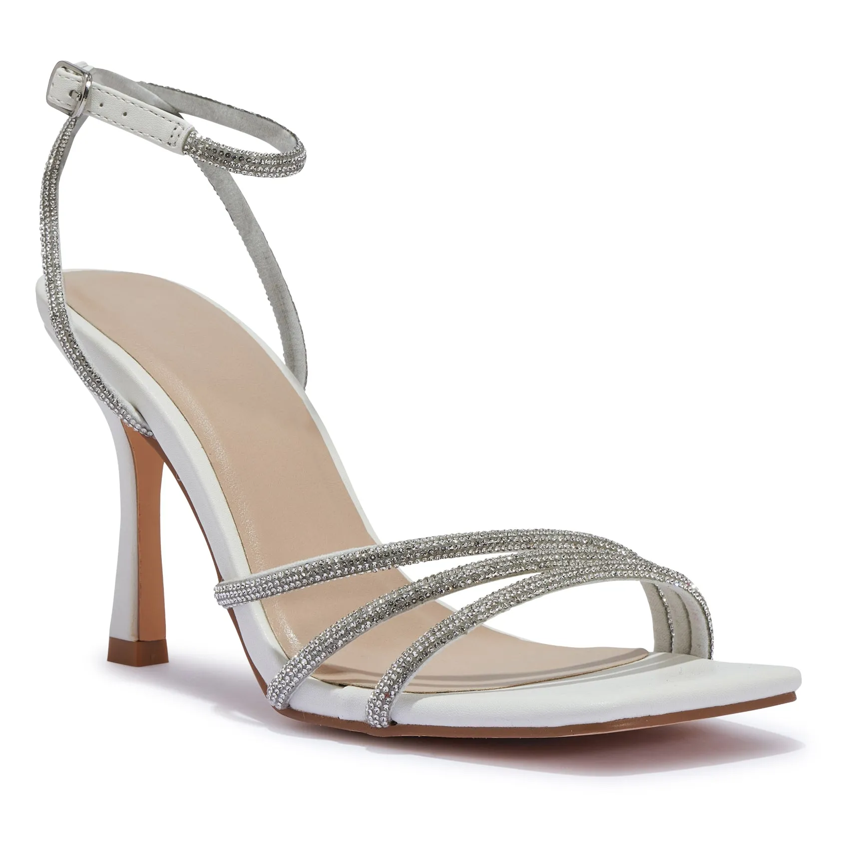 ZAYNAH2 LACE UP STILETTO HEEL WITH FEATHER STRAP SANDAL