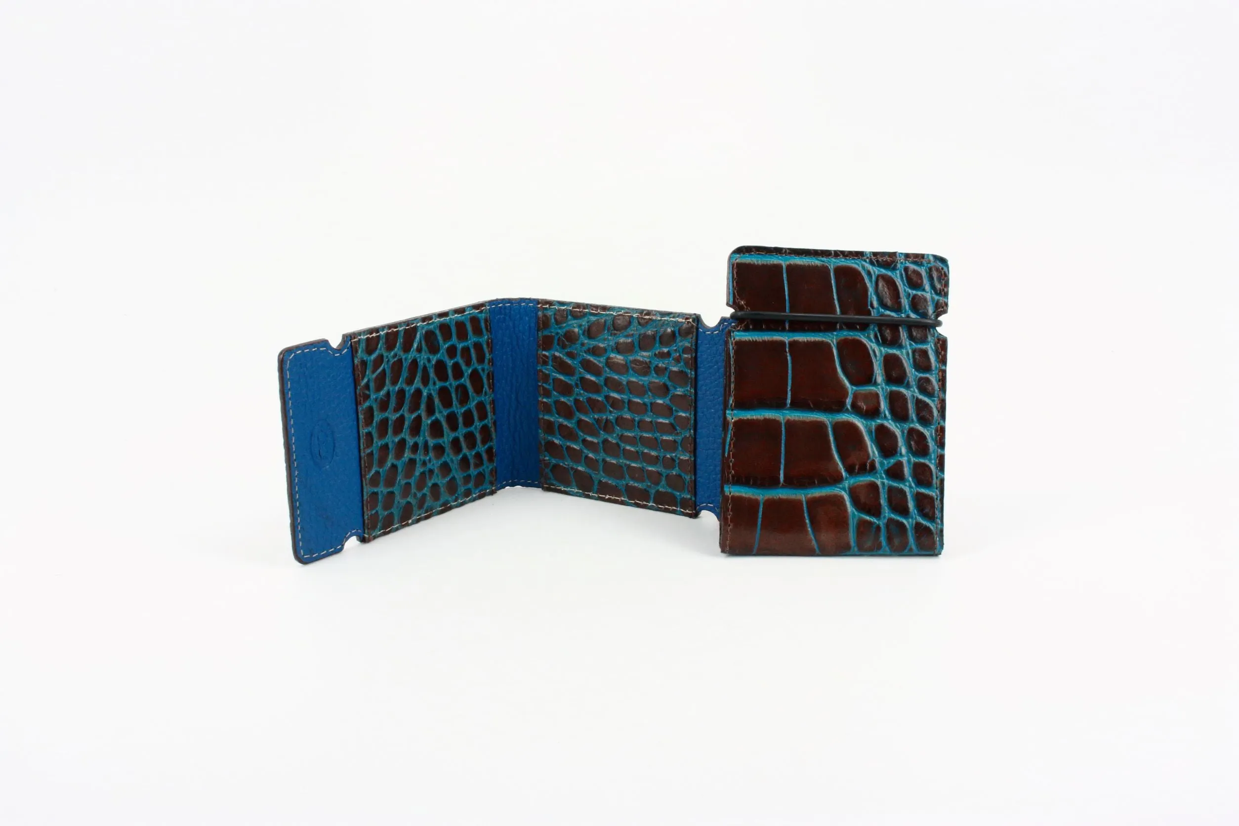 ZT52906 Italian Embossed Croc Chocolate-Teal